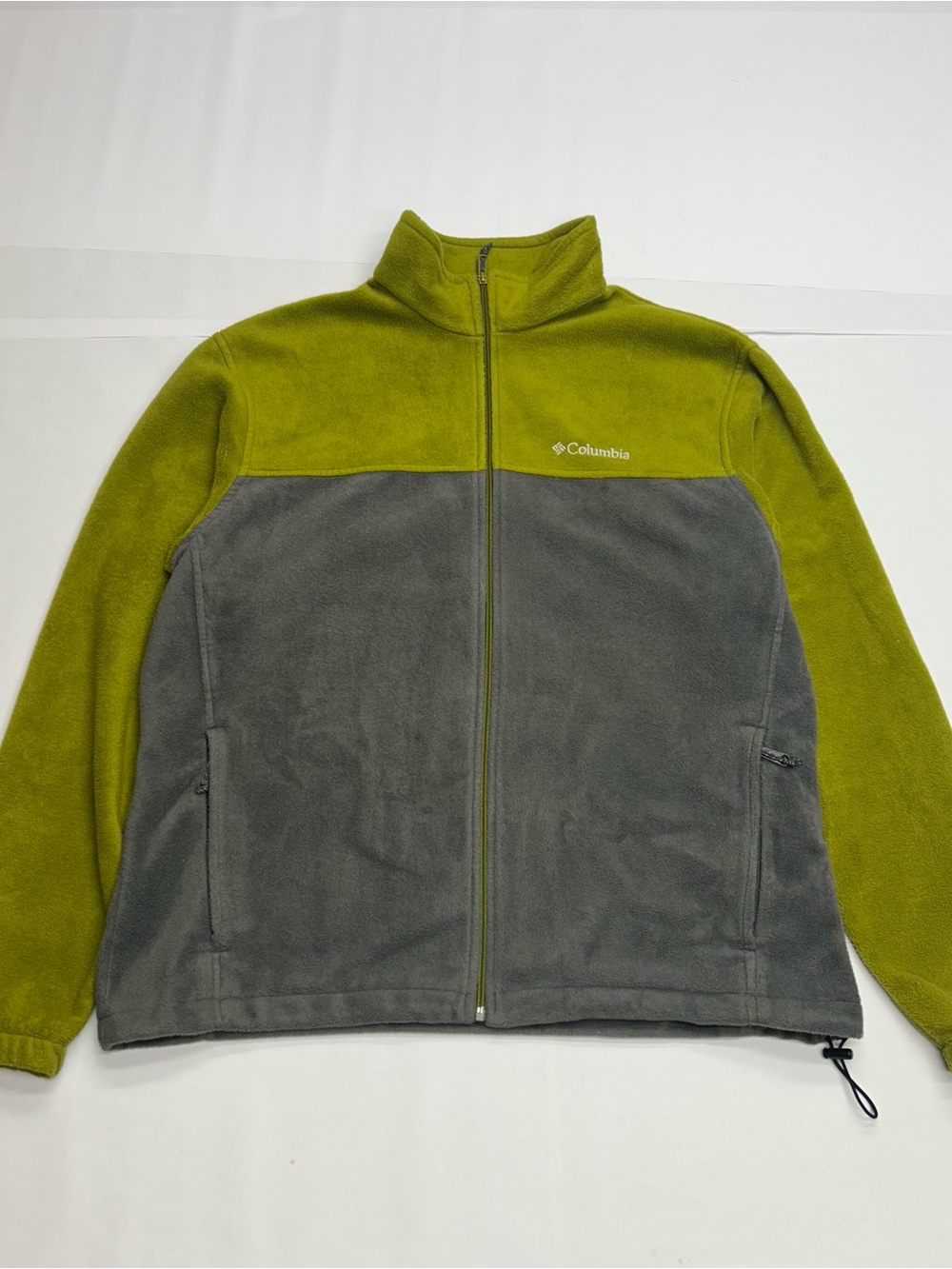 Columbia Men’s XL Full Zip Fleece Jacket Two Tone Chartreuse Green Grey